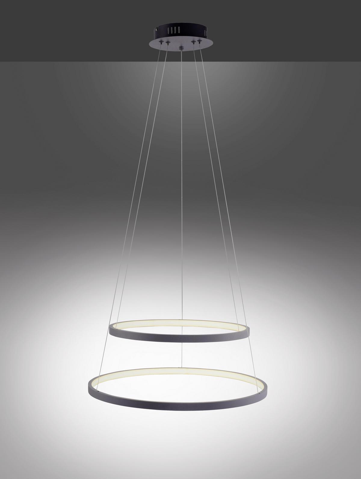 LED-Hängeleuchte Milan H: 120 cm 1-Flammig dimmbar - Anthrazit, Design, Kunststoff/Metall (50/50/120cm)