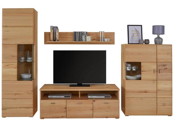 Wohnwand Porto - Buchefarben, MODERN, Glas/Holz (295-325/203,5/39-52cm) Wohnwand Porto - Buchefarben, MODERN, Glas/Holz (295-325/203,5/39-52cm)