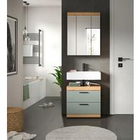 Badezimmer Scout Salbeigrün/Eiche D. B: 60 cm - Salbeigrün/Schwarz, MODERN, Glas/Holzwerkstoff (60cm) - MID.YOU