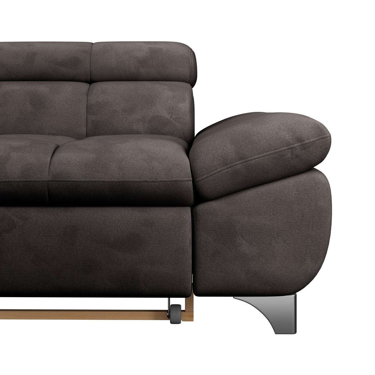Ecksofa Gemini Dunkelbraun, B: 234cm - Chromfarben/Graubraun, KONVENTIONELL, Textil (234/312cm)