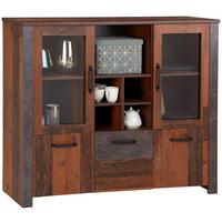 VYSOKÁ KOMODA ONTARIO - šedá/barvy dubu, Moderní, kompozitní dřevo/plast (151,3/122,5/41,5cm) - Ondega