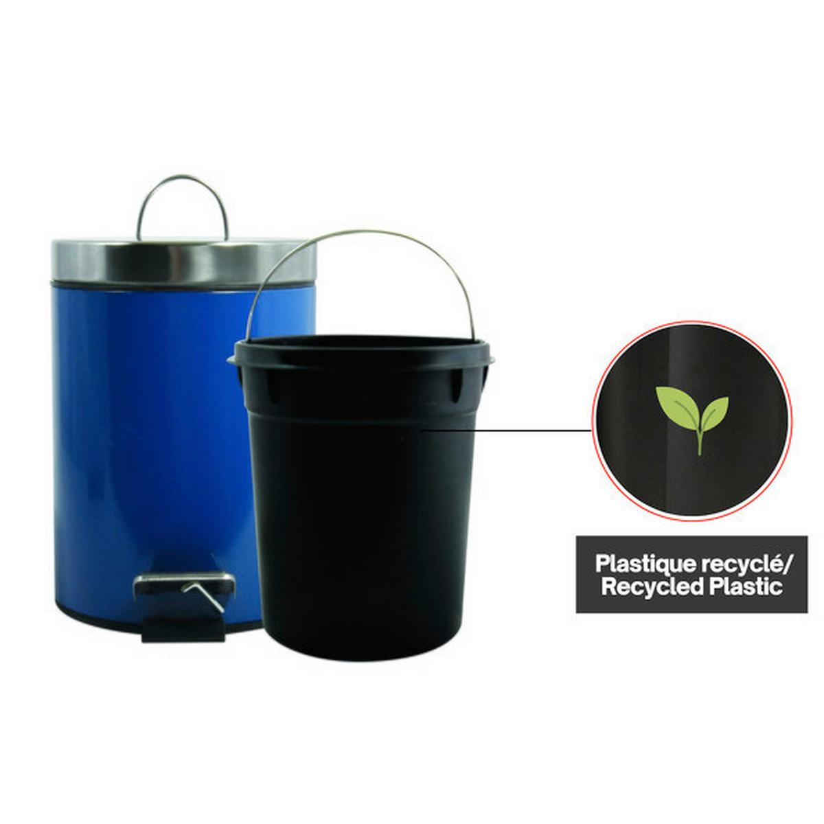 Kosmetikeimer Unis 3l Dunkelblau Metall DxH 17x25 - Schwarz/Dunkelblau, Basics, Kunststoff/Metall (17/25cm)