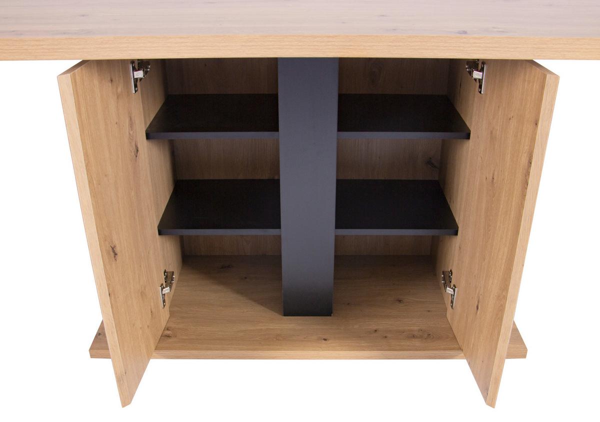 Esstisch Levi Eiche Artisan L 160 cm - Schwarz/Eiche Artisan, MODERN, Holzwerkstoff (160/90/76cm) - Livetastic