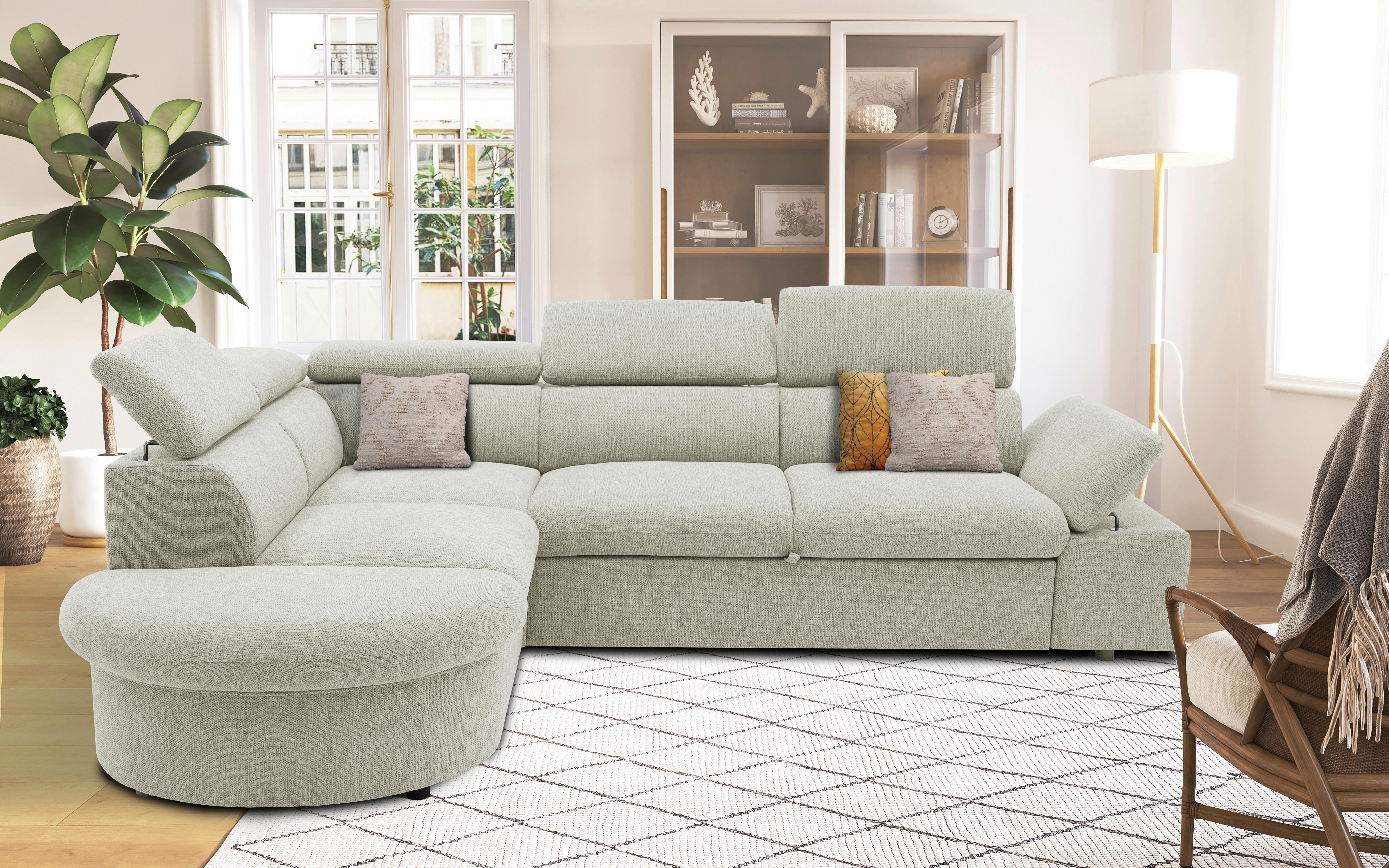 Ecksofa Firenze - Beige/Schwarz, Basics, Textil (219/265cm) - MID.YOU