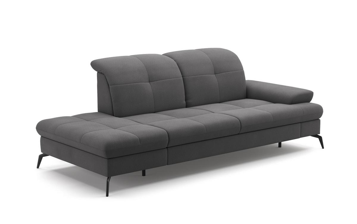 Récamiere Amica E, Grau B: 231 Cm - Schwarz/Grau, KONVENTIONELL, Textil (231/90/122cm) - Sit & More
