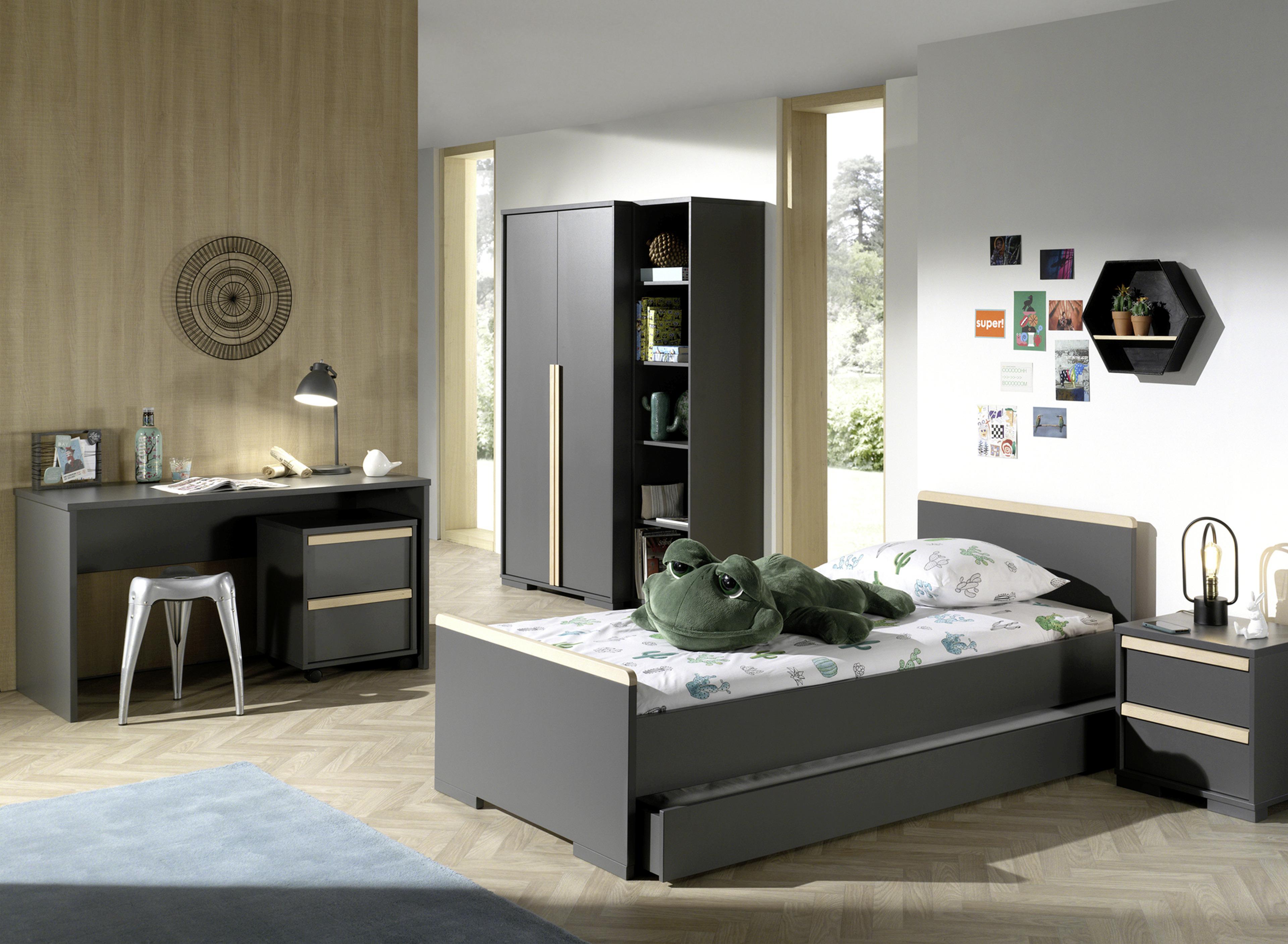 Bettkasten London B: 198 Cm Anthrazit Mit Rollen - Anthrazit, MODERN, Holzwerkstoff (198/17,5/93,7cm) - MID.YOU