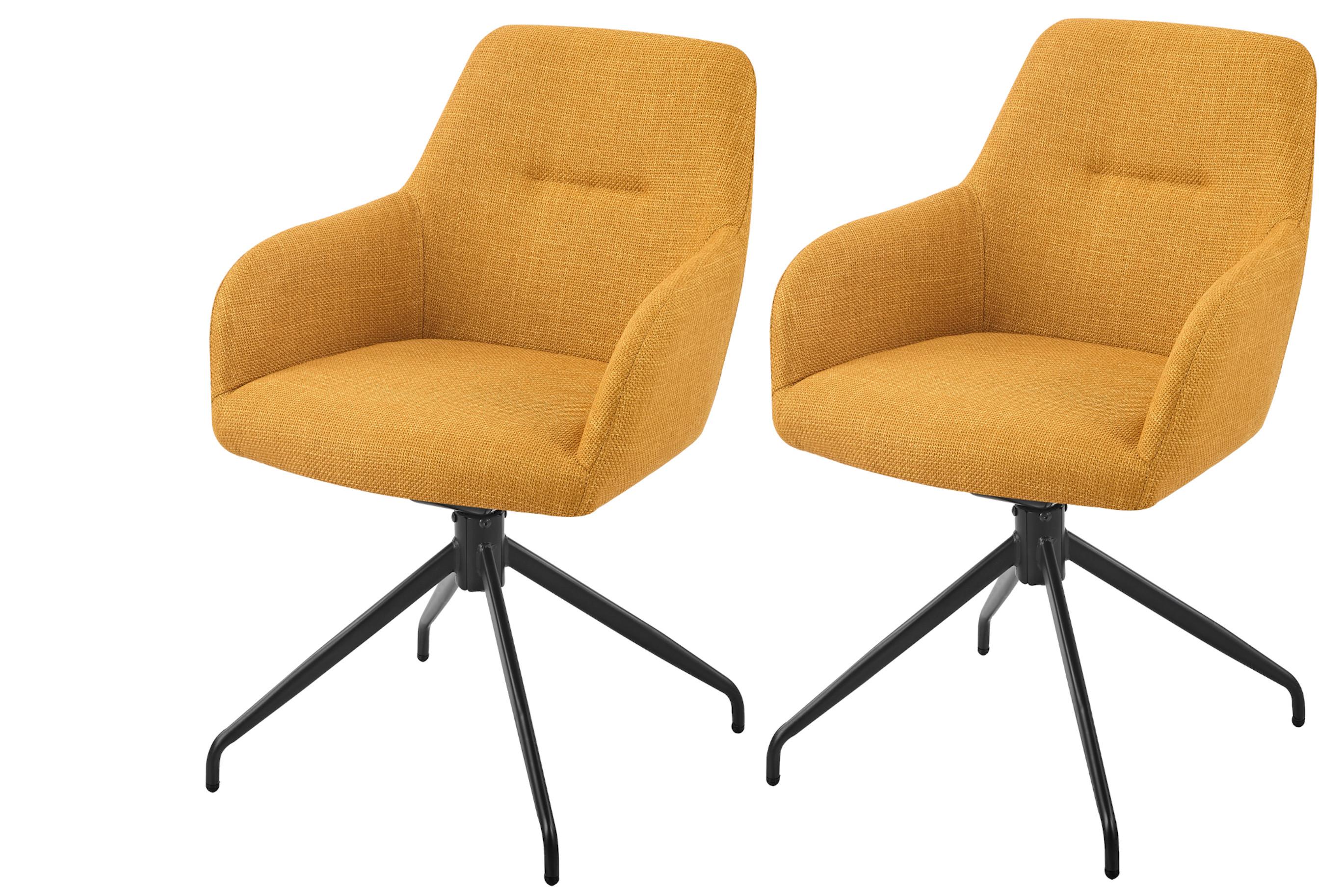 Armlehnstuhl-Set Triest S 2er-Set - Gelb/Schwarz, MODERN, Textil/Metall (56/83/60cm) - MID.YOU