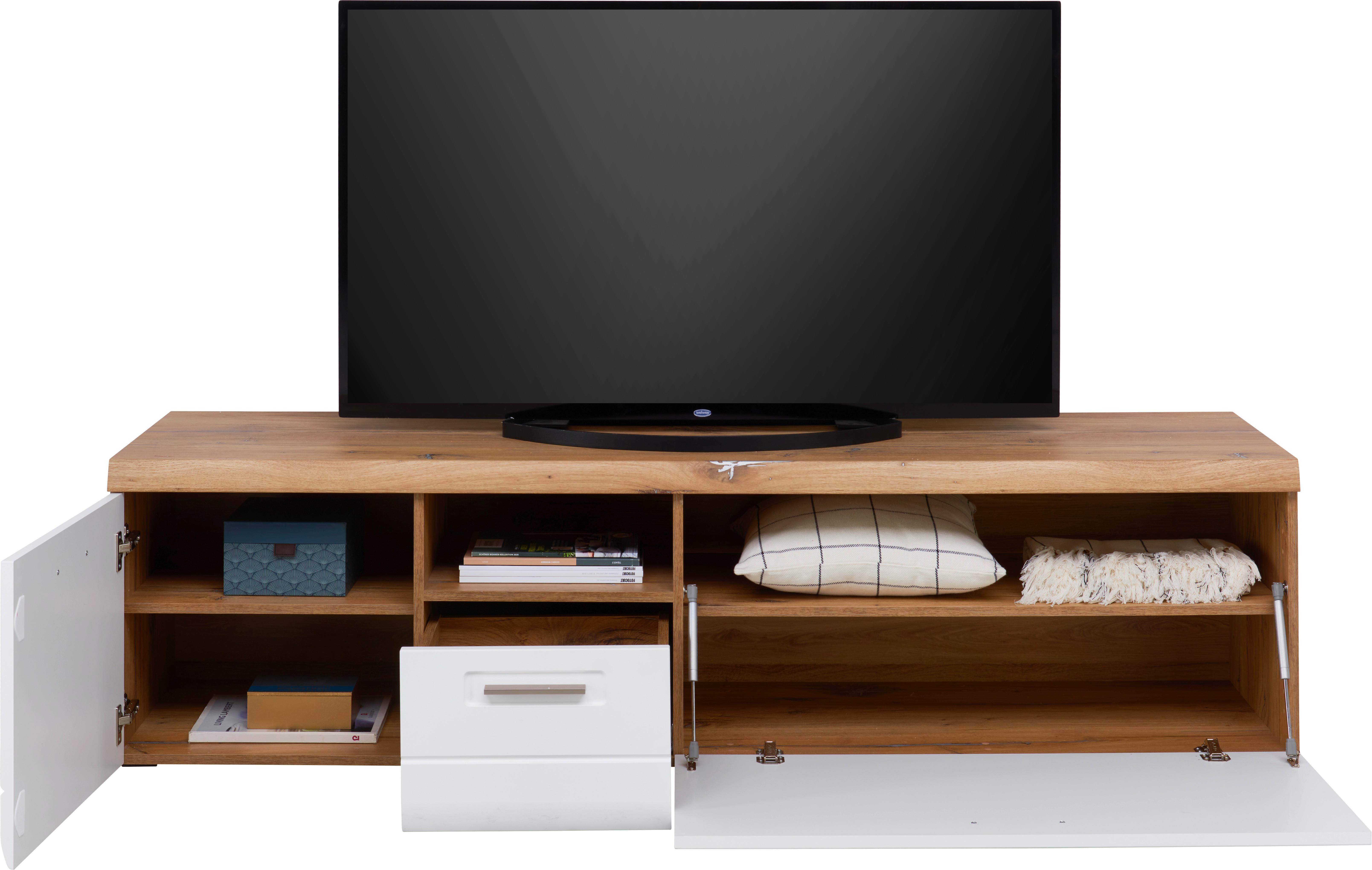 Tv-lowboard Auris B: 190 Cm Eiche Dekor/weiß Matt - Weiß, MODERN, Holzwerkstoff (190/50/50cm) - Luca Bessoni