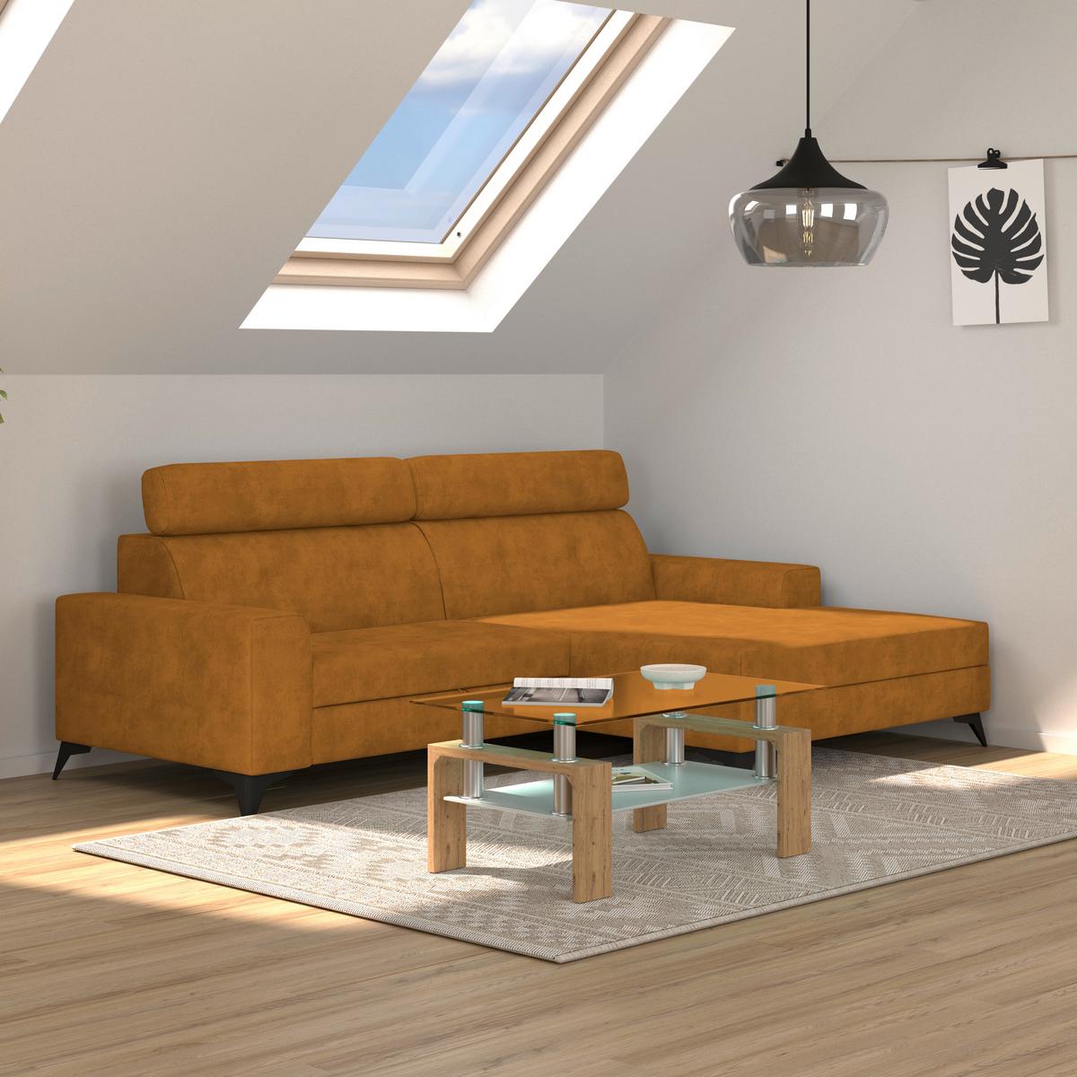 Wohnlandschaft Florida - Senfgelb/Schwarz, MODERN, Holz/Holzwerkstoff (275/175cm)