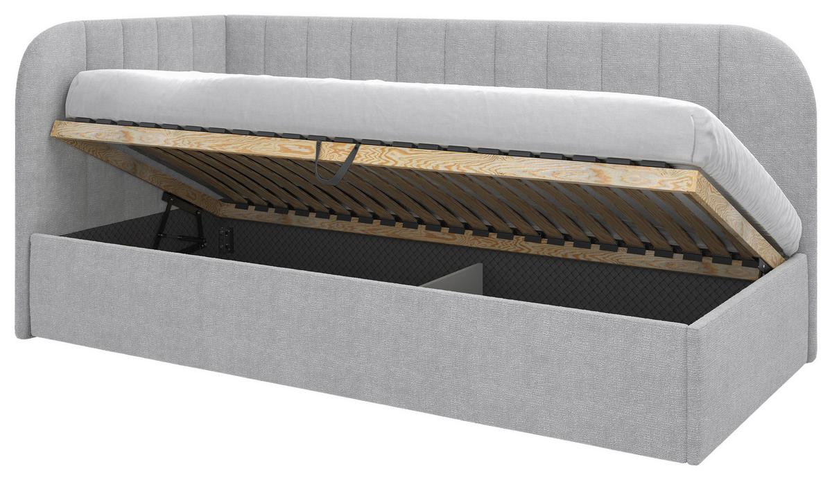 Polsterbett Millow Links Grau Lf: 90x200 Cm - Schwarz/Grau, MODERN, Holz/Holzwerkstoff (90/200cm) - MID.YOU