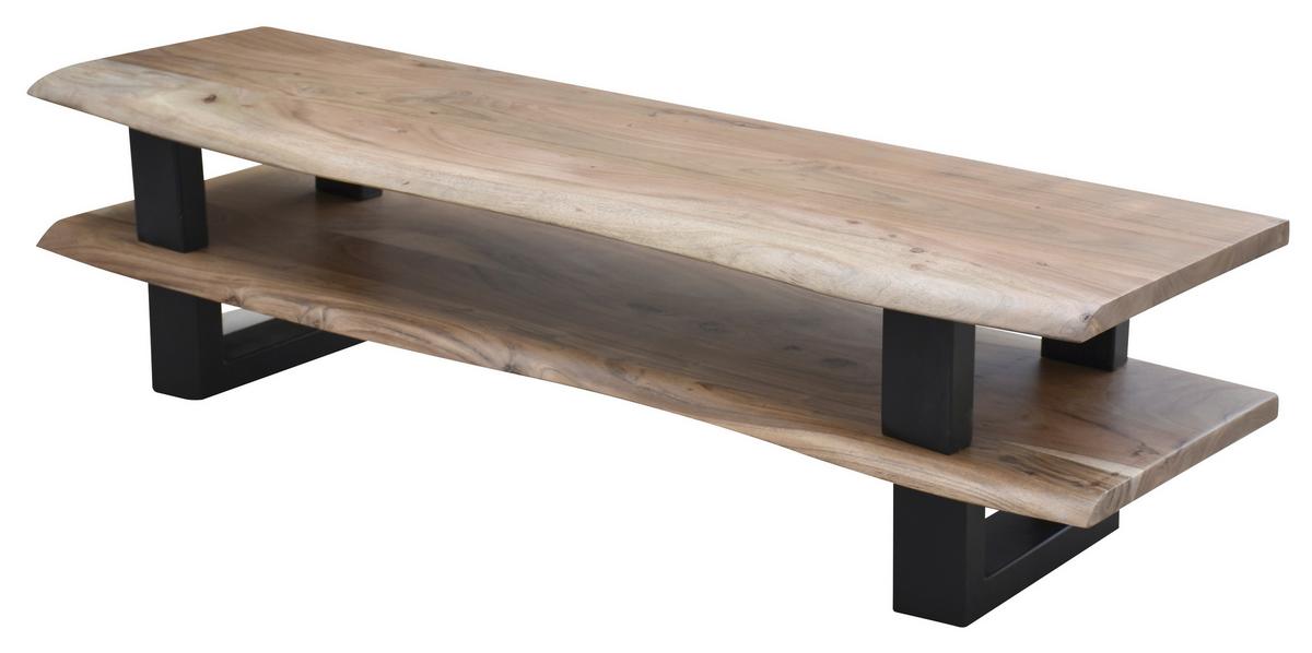 LOWBOARD Mangoholz/Metall B: 140cm - Schwarz/Naturfarben, Design, Holz/Metall (140/36/40cm) - MID.YOU