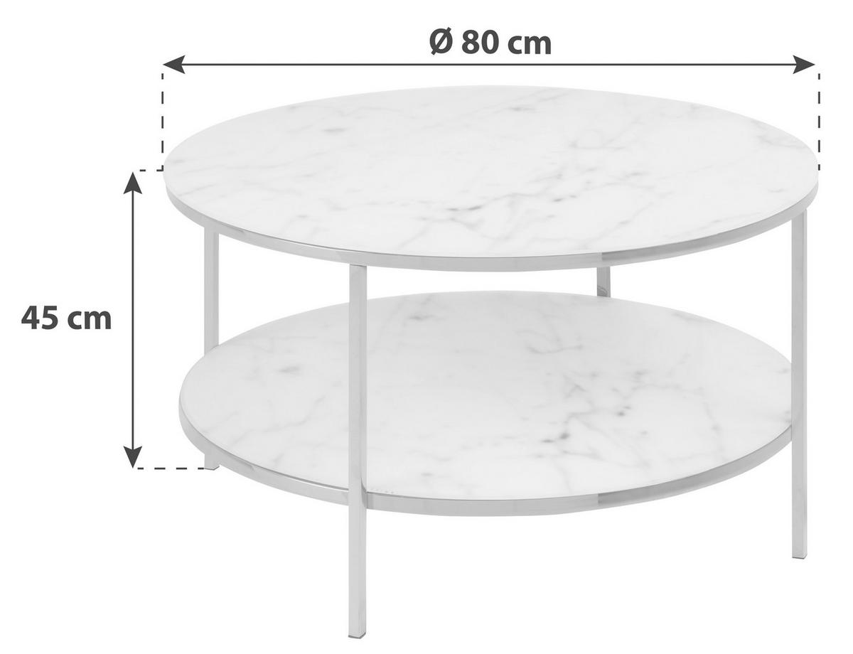 Konferenční stolek ALISMA s mramorovým potiskem - bílá/černá, Trend, kov/sklo (80/80/45cm) - Livetastic