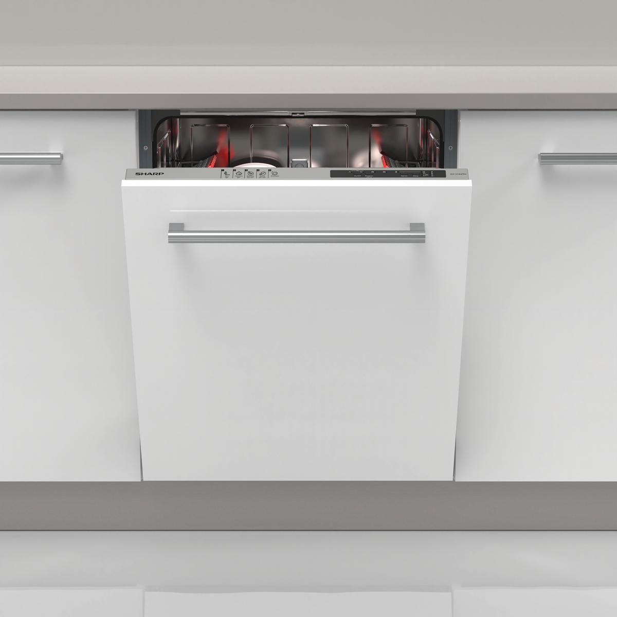 Geschirrspüler Vollintegriert Sharp Qw-Ni14i47dx-De Weiss - Weiß, Basics, Kunststoff (59,8/82/55cm) - Sharp
