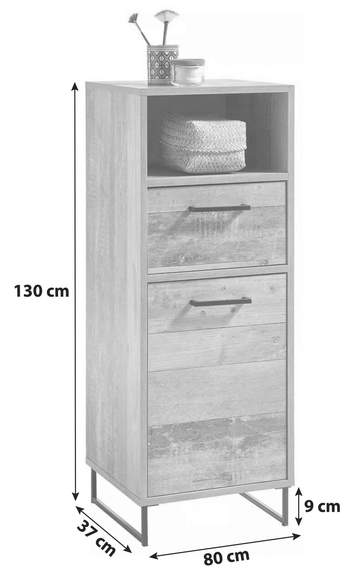 Unterschrank mit Lade Roof B: 38 cm Old Style Eiche Dekor - Eichefarben/Schwarz, KONVENTIONELL, Holzwerkstoff (38/102/37cm) - MID.YOU
