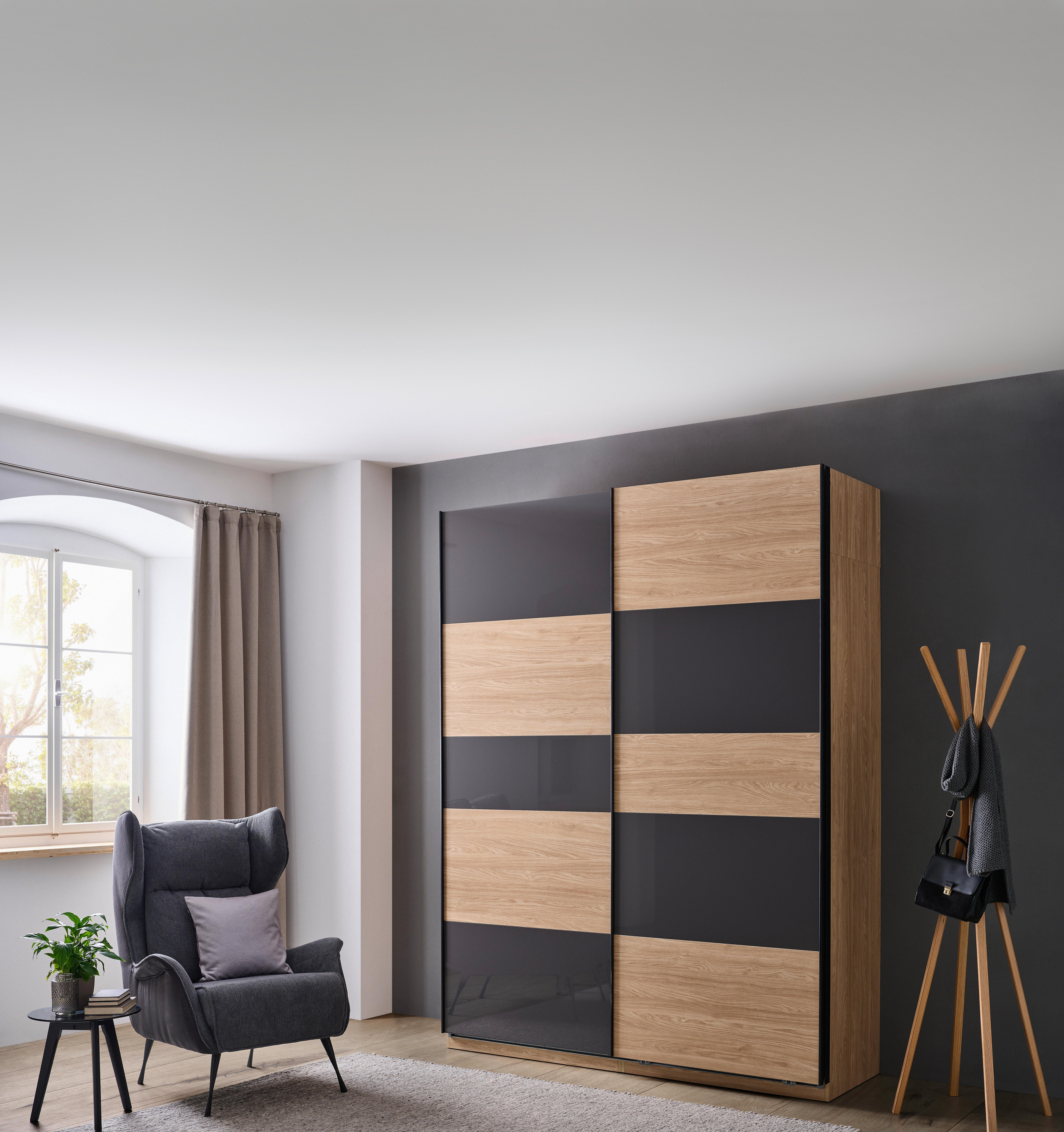 Schwebetürenschrank Unit - Eichefarben/Anthrazit, KONVENTIONELL, Holzwerkstoff (182/242/58cm) - Ondega