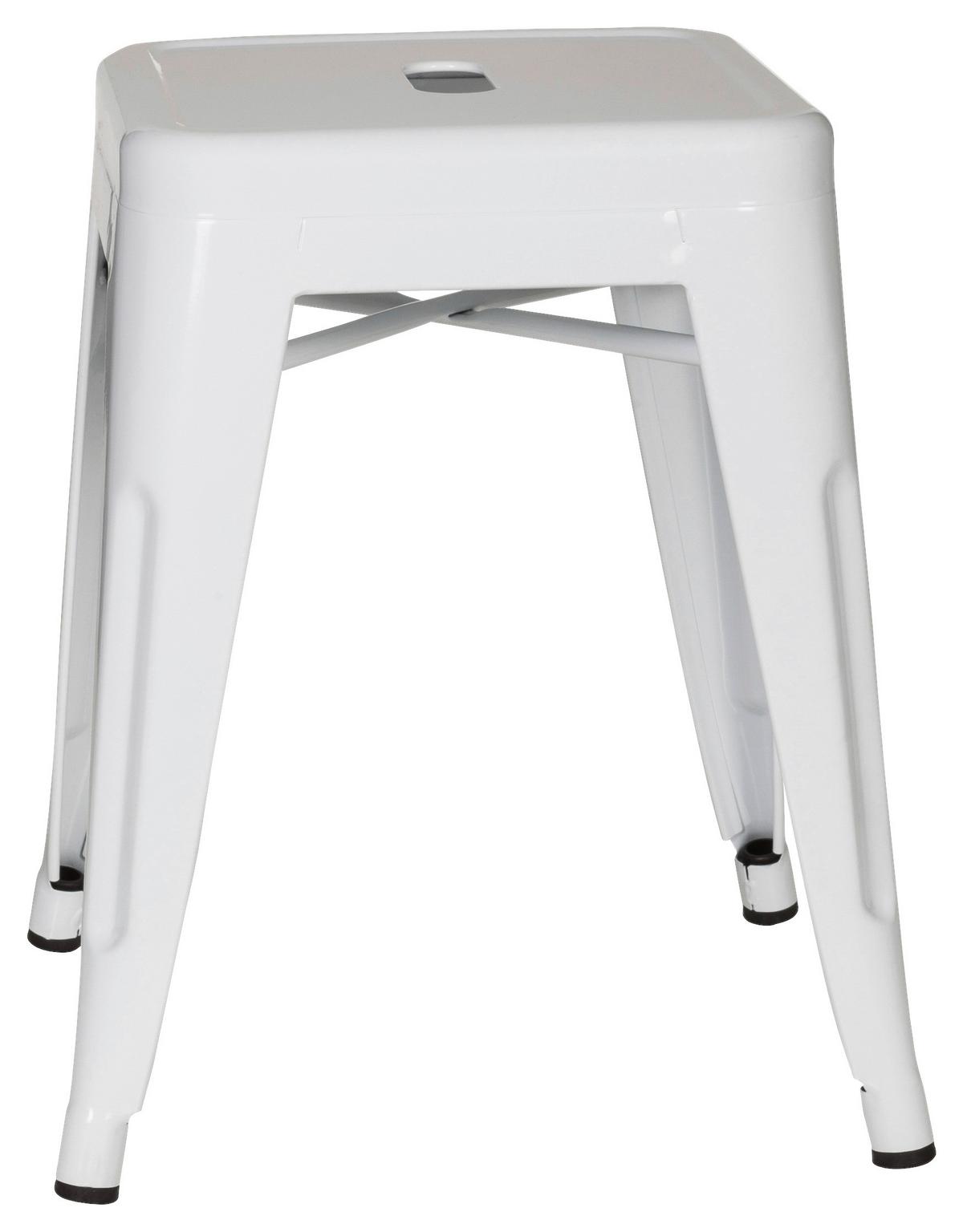 Hocker Vantaggio Stahl Weiß H: 46 Cm Stapelbar - Weiß, Basics, Metall (39/46/39cm) - MID.YOU
