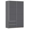 Schwebetürenschrank Stoke Grau/alufarben B: 131 Cm - Alufarben/Grau, MODERN, Holzwerkstoff (131/210/59cm) - Rauch Möbel
