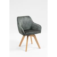 Armlehnstuhl Hanna Dunkelgrün, Sitzfl. 180° Drehb - Dunkelgrün/Buchefarben, KONVENTIONELL, Holz/Textil (63/83/63cm) - MID.YOU