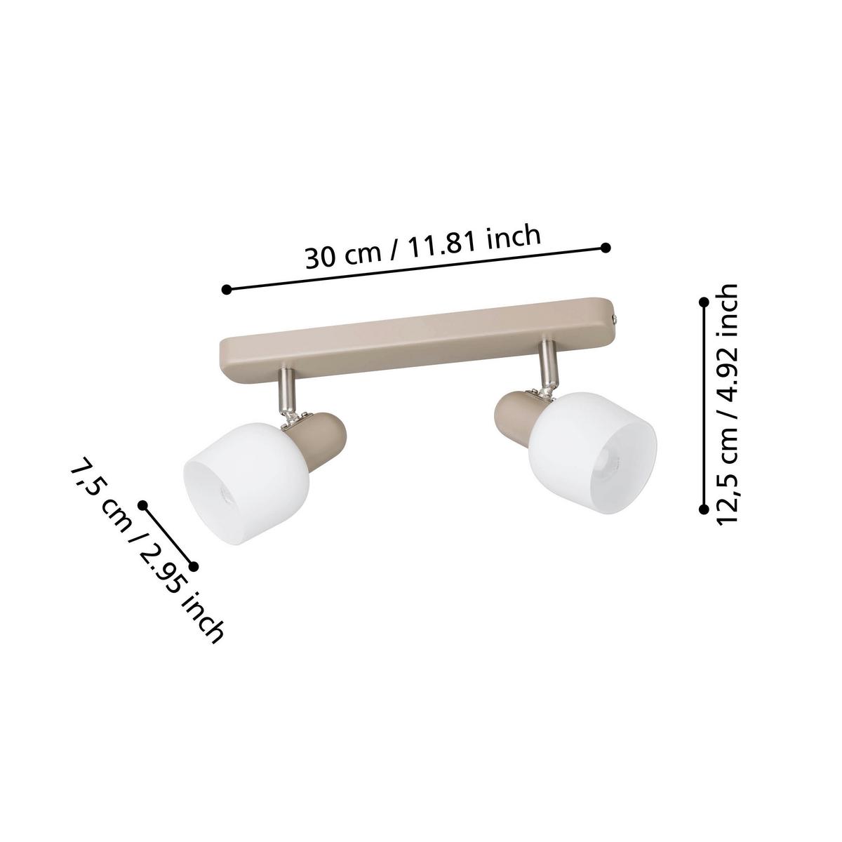 Deckenleuchte 900715 Corato - Sandfarben/Weiß, Natur, Glas/Metall (30/12.5/15cm) - Eglo