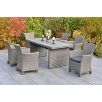 Gartentischgruppe 7tlg. Set - Grau, KONVENTIONELL, Holz/Kunststoff - Gardenson