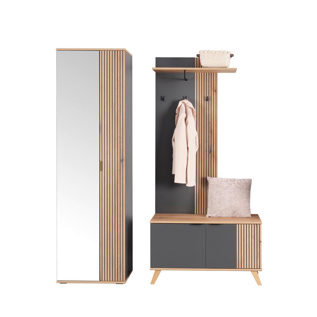 Garderobe Clever Anthrazit /Eichefarben B: 145,5cm