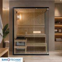 Sauna FALUN L geeignet für 2-3 Personen - Fichtefarben, Basics, Glas/Holz (150/120/200cm) - Sanotechnik