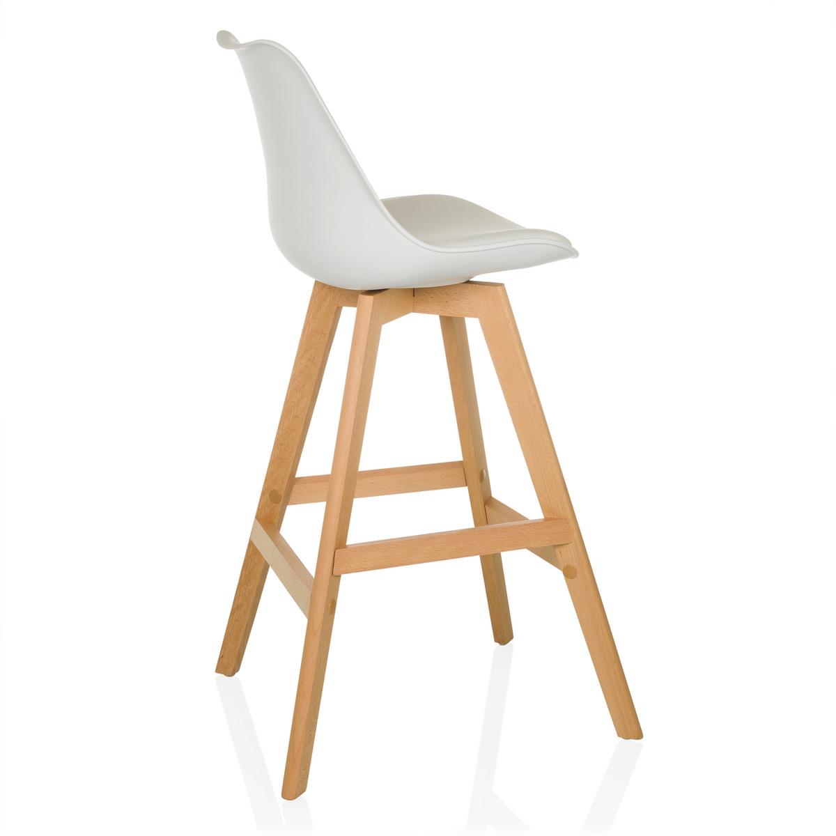 Barhocker-Set Scandi High Weiß B: 51 cm - Buchefarben/Weiß, MODERN, Holz/Kunststoff (51/99/51cm) - MID.YOU