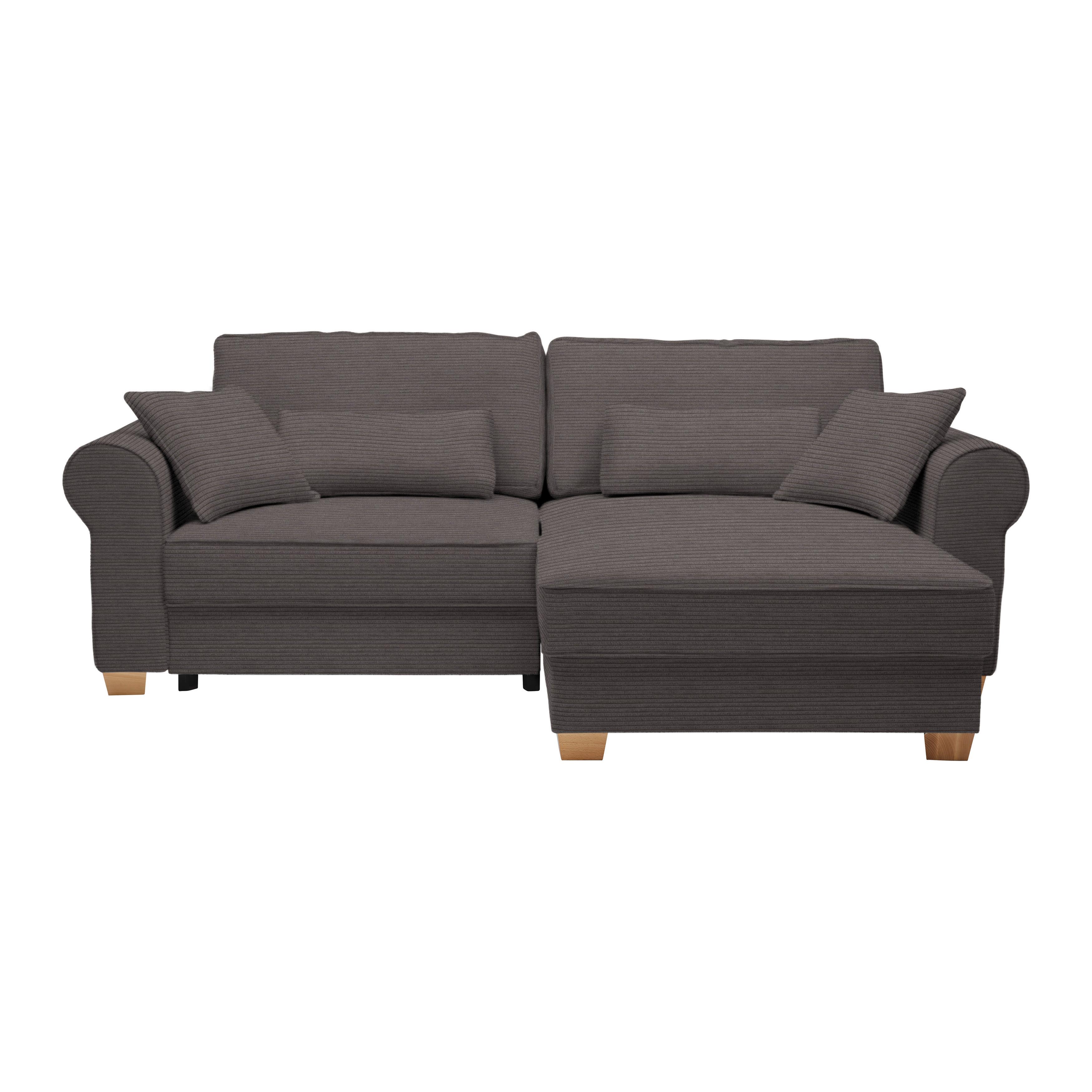 Sedací souprava ANGELO, oboustranná,tm.šedý manšestr - tmavě šedá, Moderní, dřevo/kompozitní dřevo (255/92/185cm) - Mömax