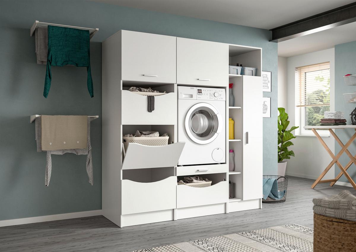 Hauswirtschaftsraum Free Weiß B: 166 Cm - Weiß, Basics, Holzwerkstoff (166/195/68cm) - MID.YOU