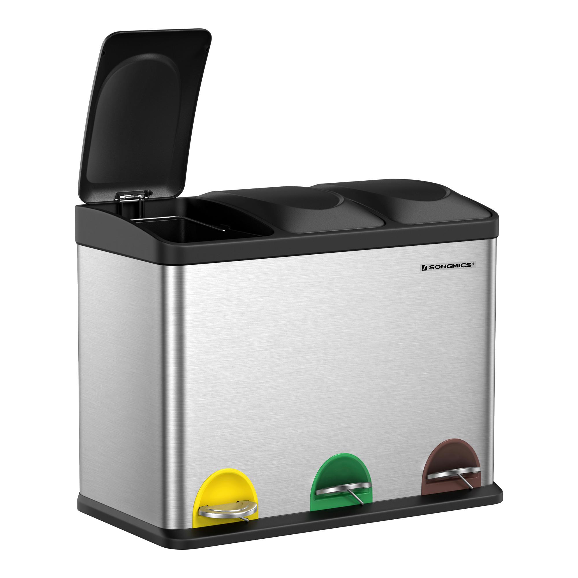 Abfallsammler Silberfarben B: 60,5 cm - Silberfarben/Schwarz, Basics, Kunststoff/Metall (60,5/48,5/35cm)