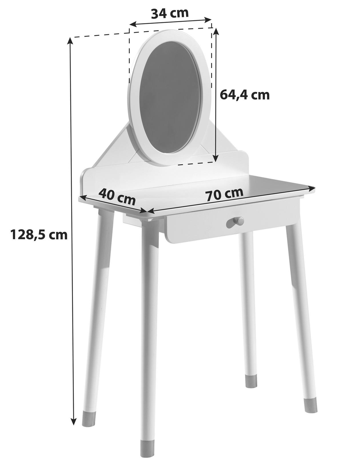 Toaletní stolek BILLY bílý - bílá/barvy zlata, Moderní, kompozitní dřevo/plast (70/128,5/40cm) - MID.YOU
