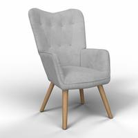 Relaxační křeslo NATALIE, světle šedá - světle šedá/přírodní barvy, Moderní, kov/dřevo (64/99/69cm) - Bessagi Home