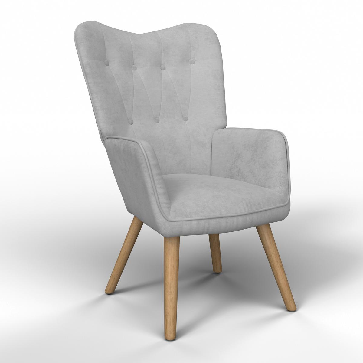 Relaxační křeslo NATALIE, světle šedá - světle šedá/přírodní barvy, Moderní, kov/dřevo (64/99/69cm) - Bessagi Home