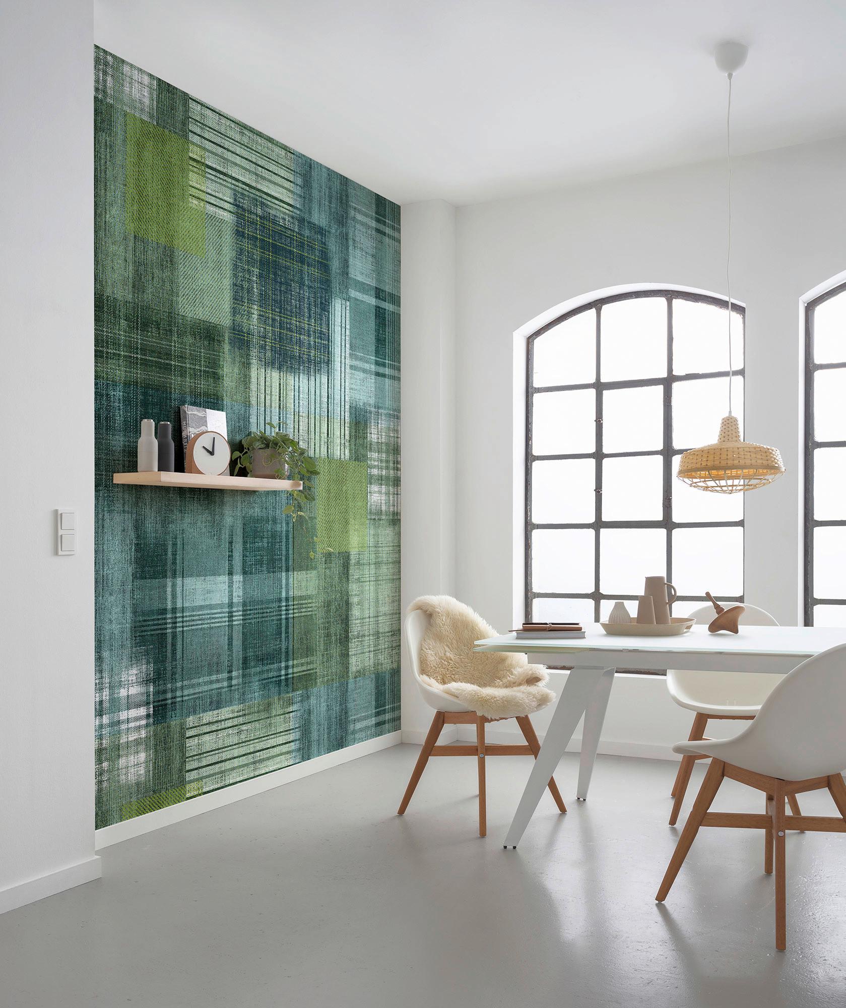 Vliestapete Patchy Plaid - Blau/Grün, Basics (200/250cm) - Komar