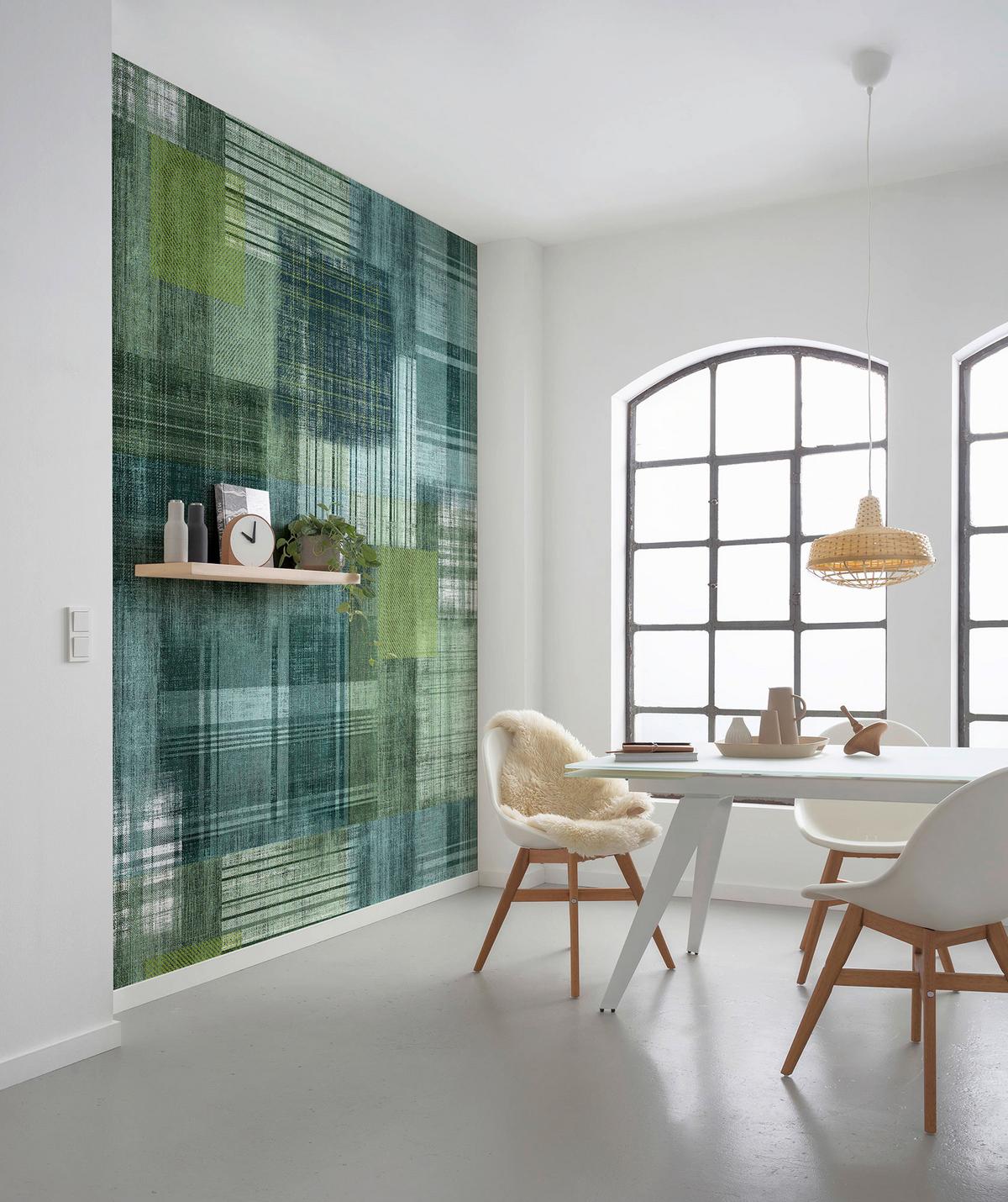 Vliestapete Patchy Plaid - Blau/Grün, Basics (200/250cm) - Komar
