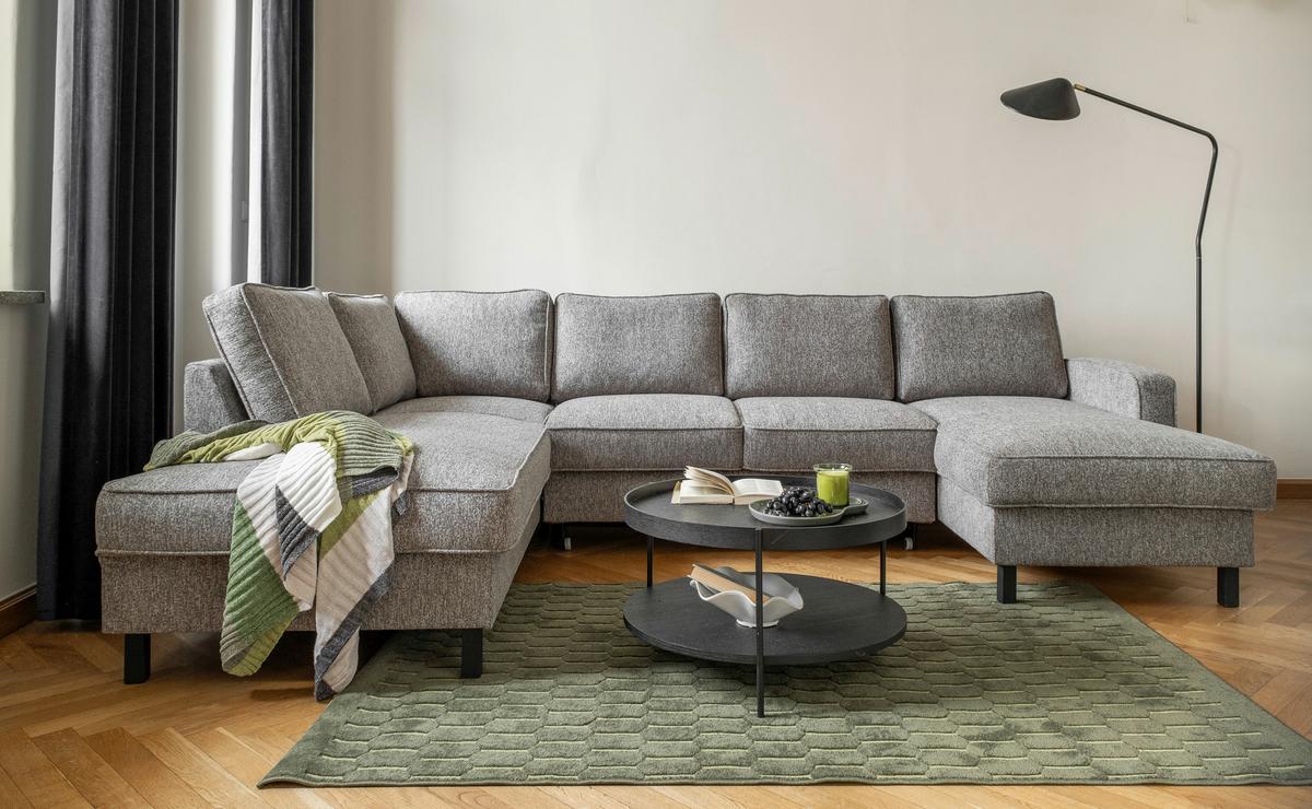 Wohnlandschaft Molly Grau B: 2987 cm - Schwarz/Grau, Textil (198/298/148cm) - MID.YOU