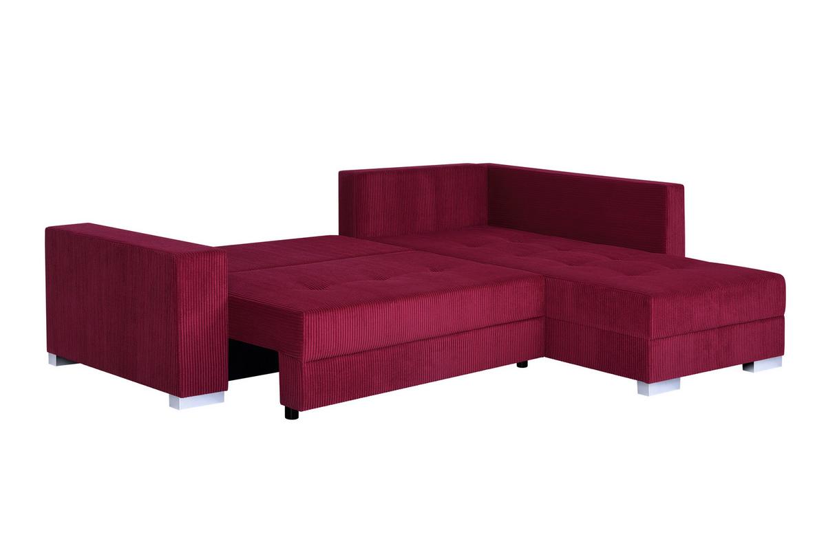 Univerzální sedačka LARS, červený / tmavě šedý manšestr - černá/tmavě šedá, Design, kompozitní dřevo/textil (260/218cm) - P & B