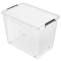 Aufbewahrungsbox mit Deckel Lars 80l, 58x39x42 cm - Transparent, Basics, Kunststoff (58/39/42cm) - Homezone