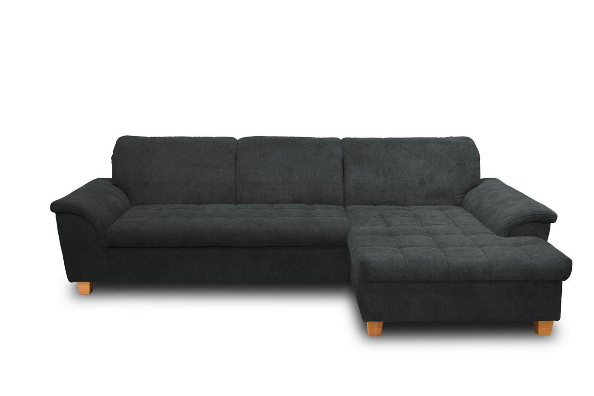 Ecksofa mit Bezug aus dunkelgrauem Mischgewebe