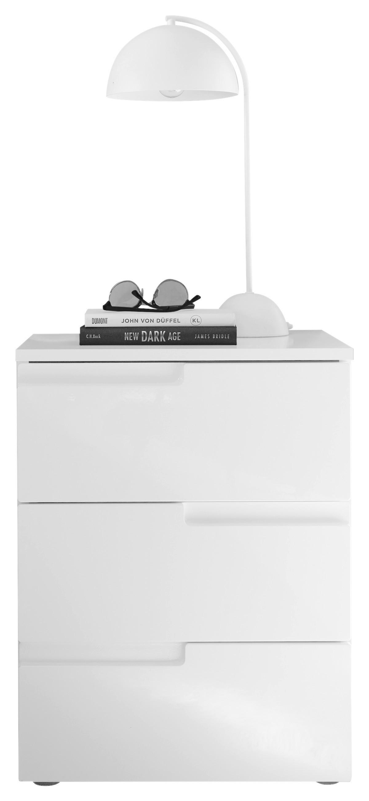 Nachtkästchen Weiß H: 60,9 Cm, Spice 3 - Weiß Hochglanz/Schwarz, MODERN, Holzwerkstoff (46,2/60,9/40cm)