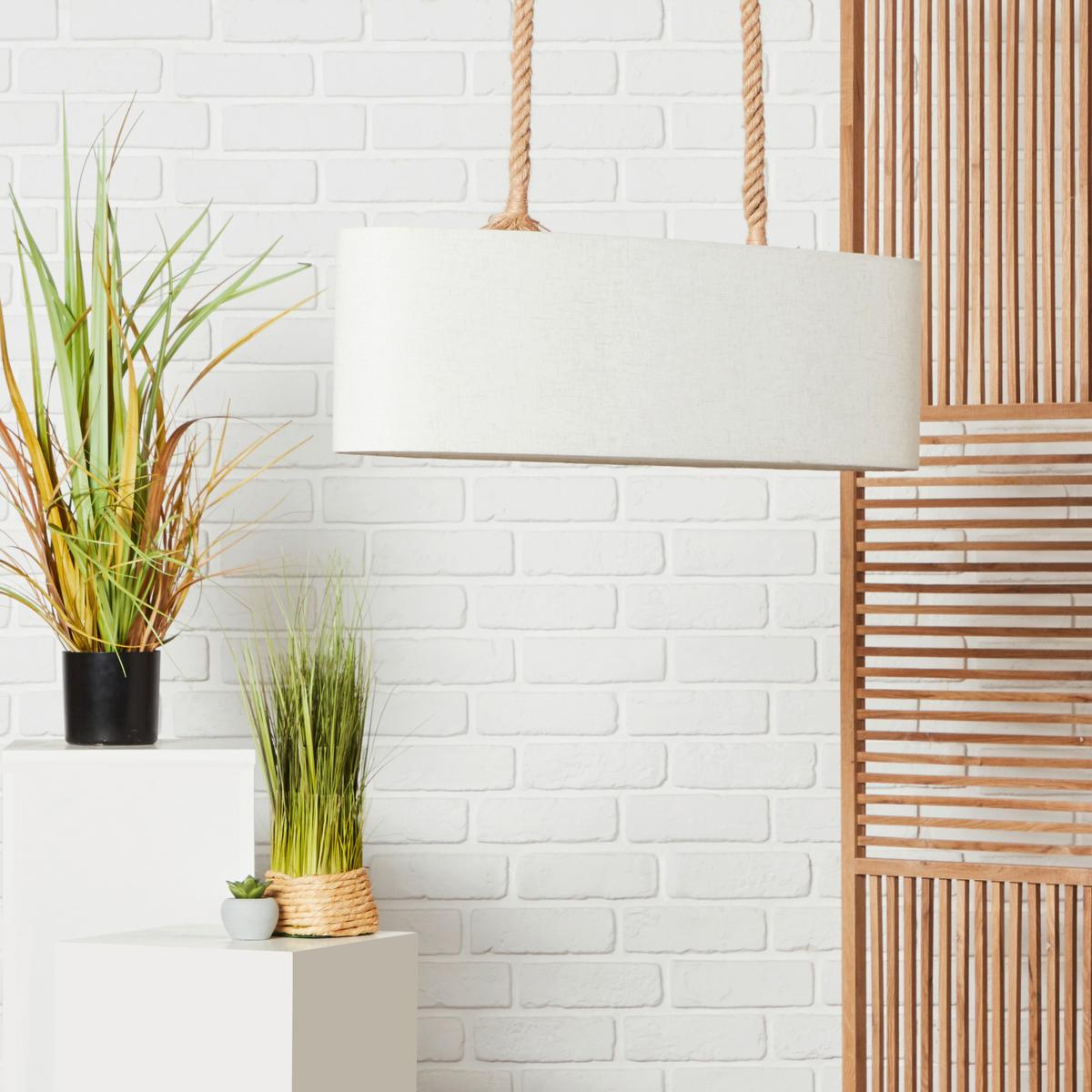 Hängeleuchte Sailor H: 120 cm 2-Flammig, Seil-Aufhängung - Naturfarben/Weiß, KONVENTIONELL, Textil/Metall (70,5/20/120cm) - Brilliant