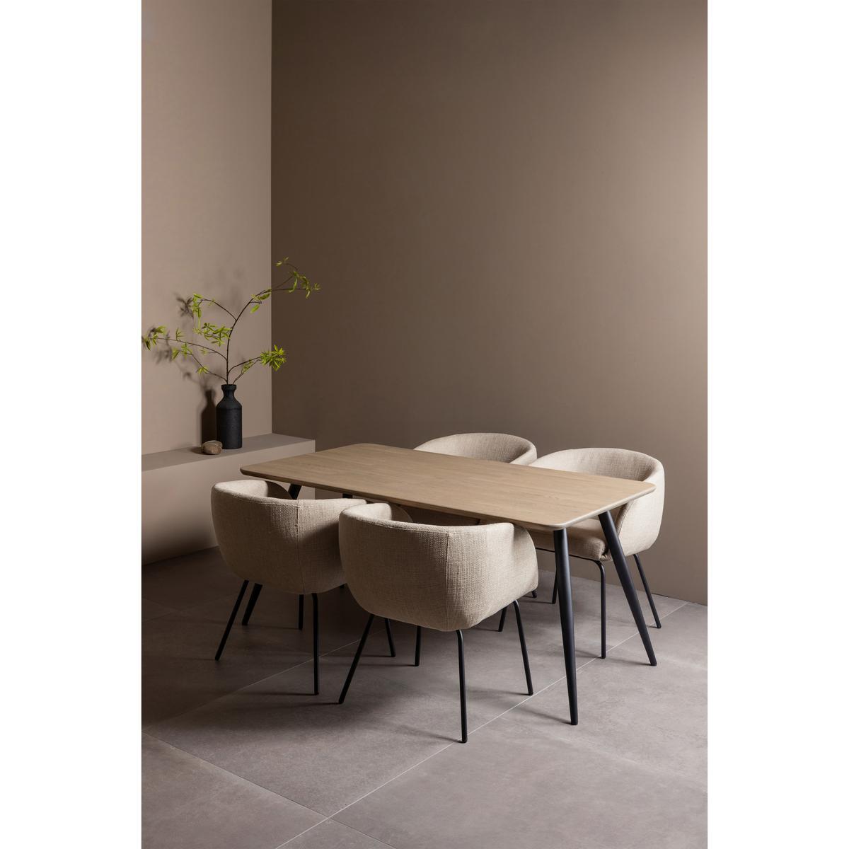 ARMLEHNSTUHL Leon Naturfarben B: 61cm - Schwarz/Naturfarben, Design, Textil/Metall (61/77/63cm) - Livetastic