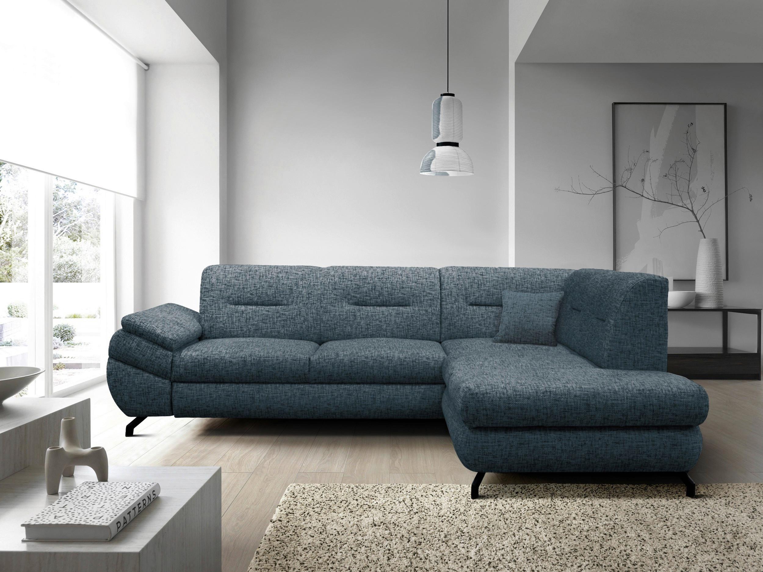 Ecksofa Imo Blau 274x201 cm - Blau/Schwarz, Design, Textil (274/201cm) - MID.YOU