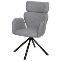 Armlehnstuhl Edda Leinenopitk Dunkelgrau B: 59cm - Dunkelgrau/Schwarz, KONVENTIONELL, Textil/Metall (59/93/61cm)
