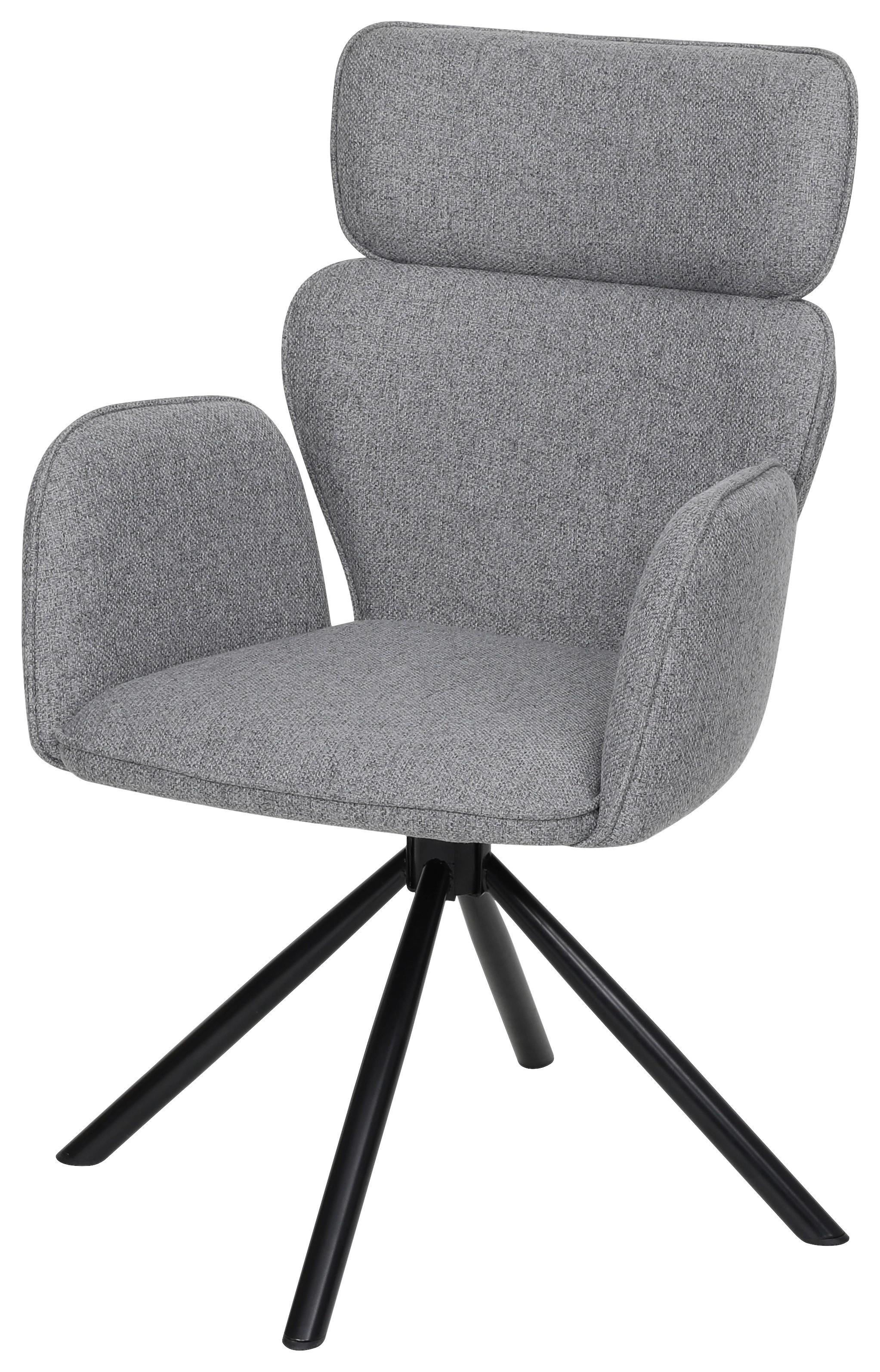 Armlehnstuhl Edda Leinenopitk Dunkelgrau B: 59cm