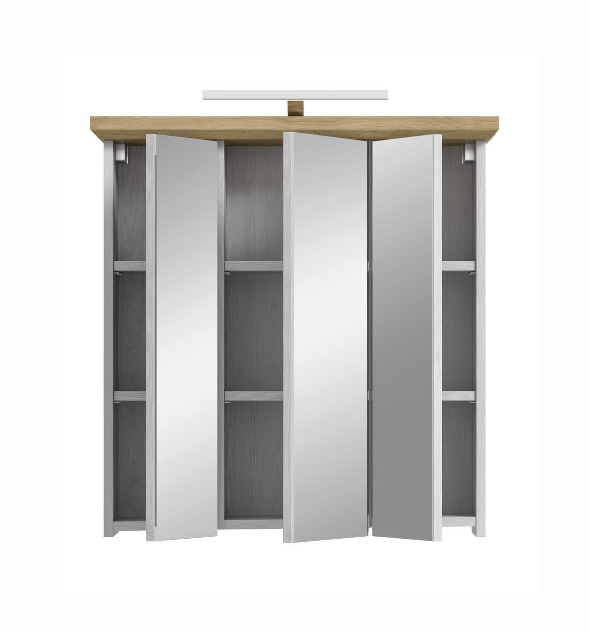 Spiegelschrank Verona Lärchefarben B: 69cm - Lärchefarben, Trend, Glas/Holzwerkstoff (69/71/21cm) - MID.YOU