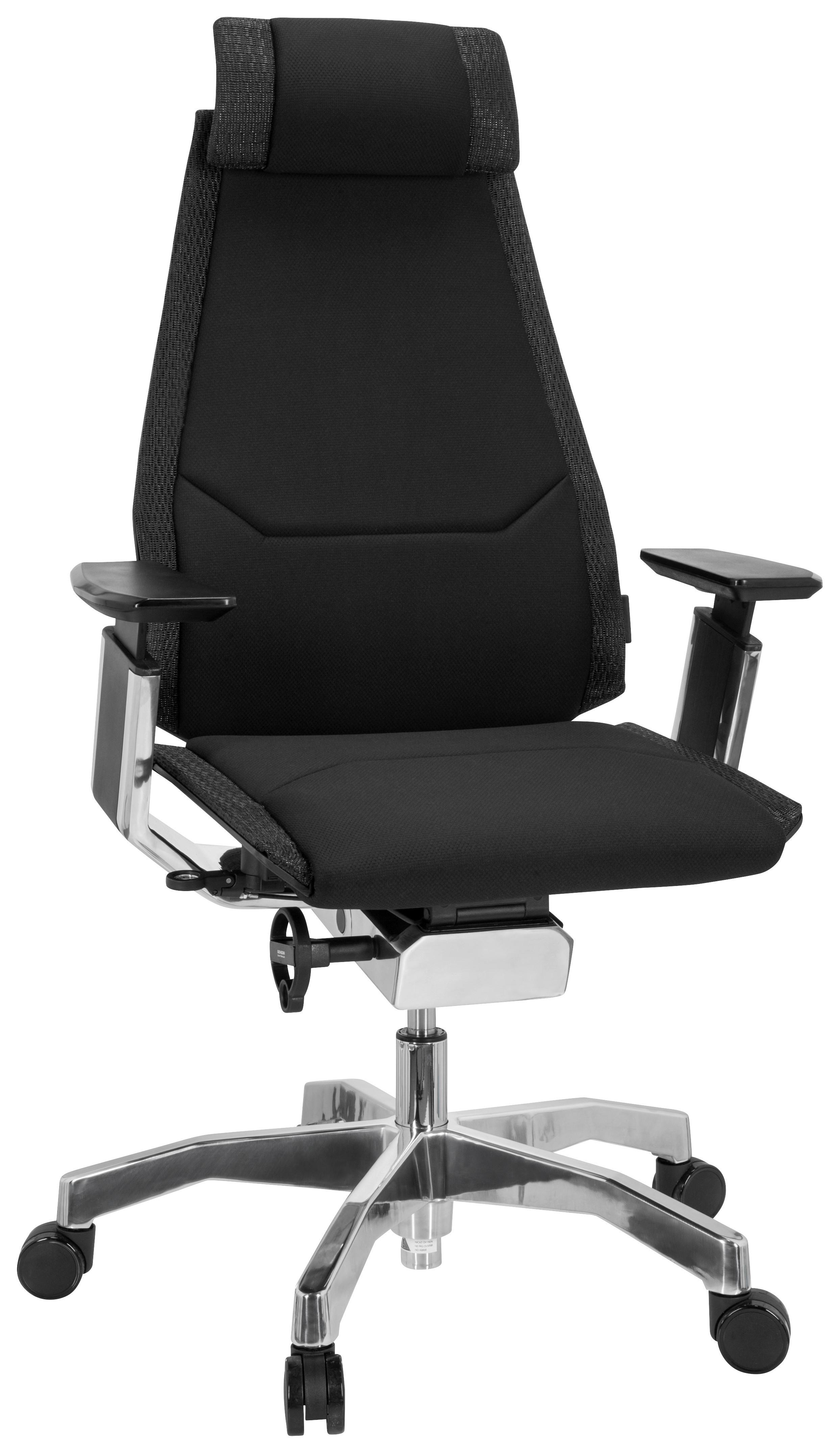 Drehstuhl Gendia Pro Schwarz Bis 120 Kg - Silberfarben/Schwarz, Basics, Kunststoff/Textil (57/119/46cm) - MID.YOU