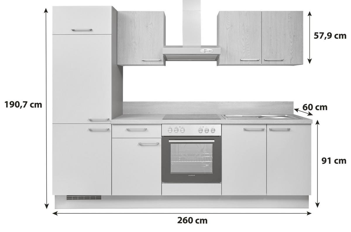 KÜCHENBLOCK PN80/PN100 - Kaschmir/Eichefarben, MODERN, Holzwerkstoff (260cm) - Pino