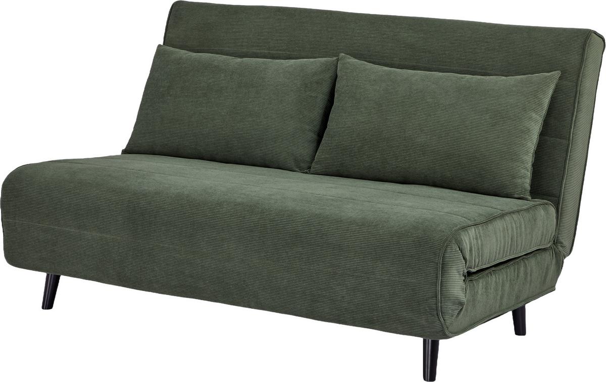 Rozkládací pohovka NIGHT-140, zelený manšestr, max. 240 kg - černá/zelená, Moderní, dřevo/textil (141/80/91cm) - Mömax