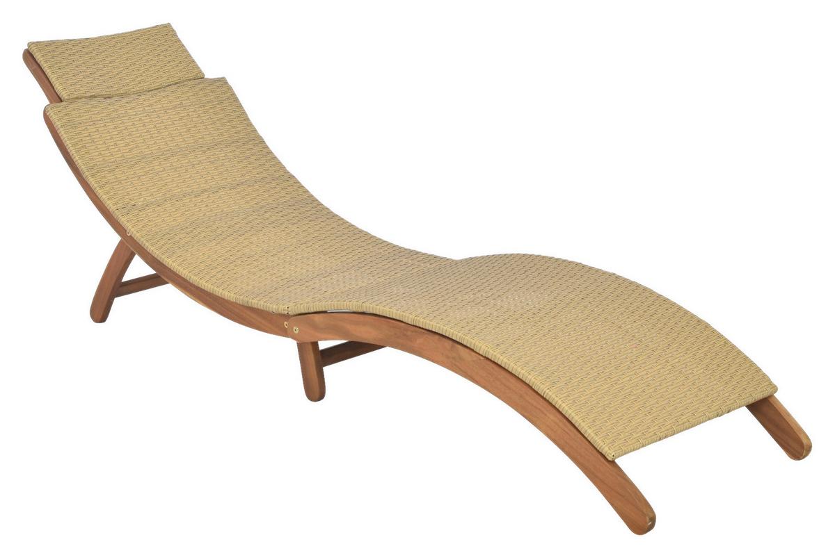 Sonnenliege Capri Akazienholz/ Metall/kunststoff Mit Auflage - Naturfarben, MODERN, Holz/Kunststoff (183/60/54cm) - Gardenson